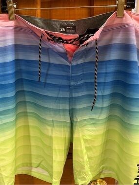 Hurley Phantom Blue and Pink Gradient Stripe Board Shorts